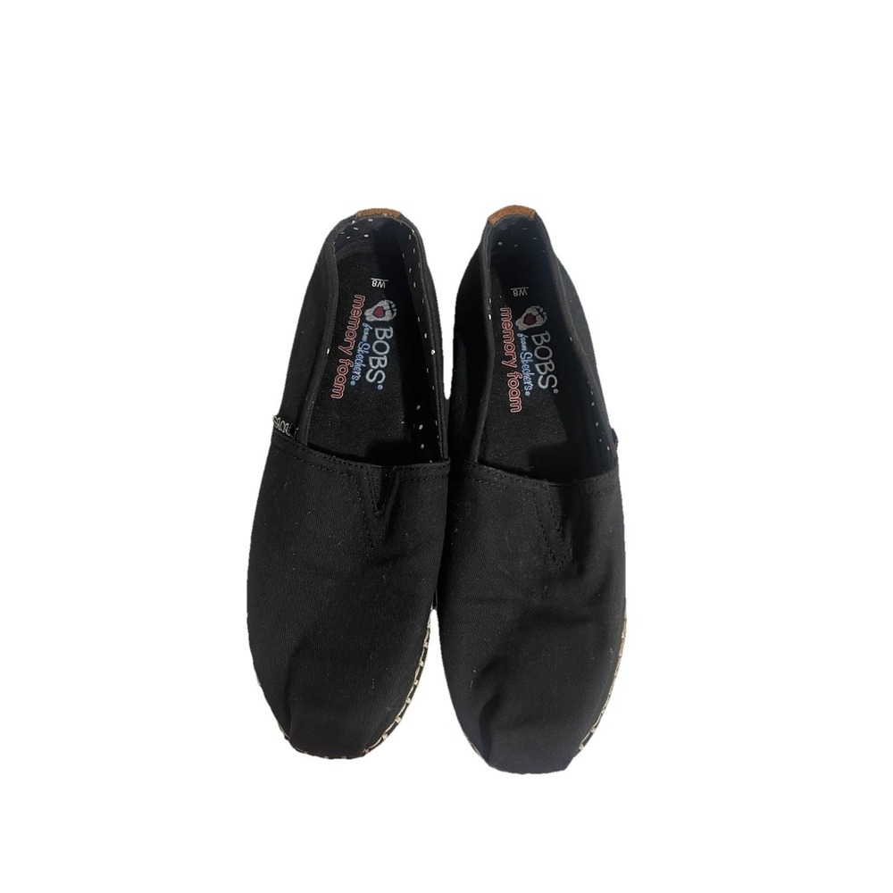 Skechers BOBS Womens Size 8 Wide Breeze Slip On Black Shoes Memory Foam